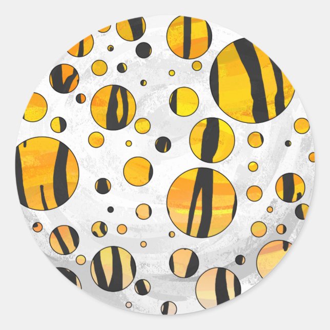 Adesivo Bolinhas Tigre Preto e Impressão Laranja (Frente)