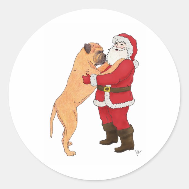 Adesivo Bolmastiff Jowly Christmas Saudação (Frente)