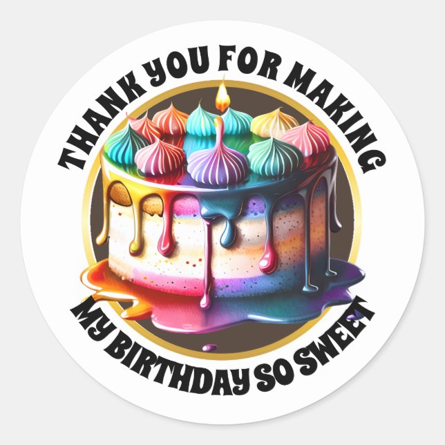 Adesivo Bolo arco-íris merengue sobremesa doces crianças m (Frente)