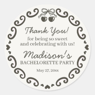 Adesivo Bolo Coquette Coração Retro Laço Bege Solteira