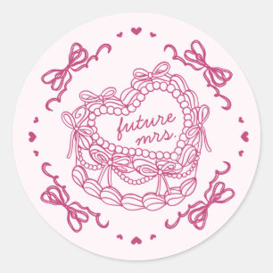 Adesivo Bolo Coquette Coração Retro Laço Rosa Chá de Noiva