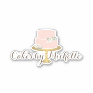Adesivo Bolo cor-de-rosa elegante com floral