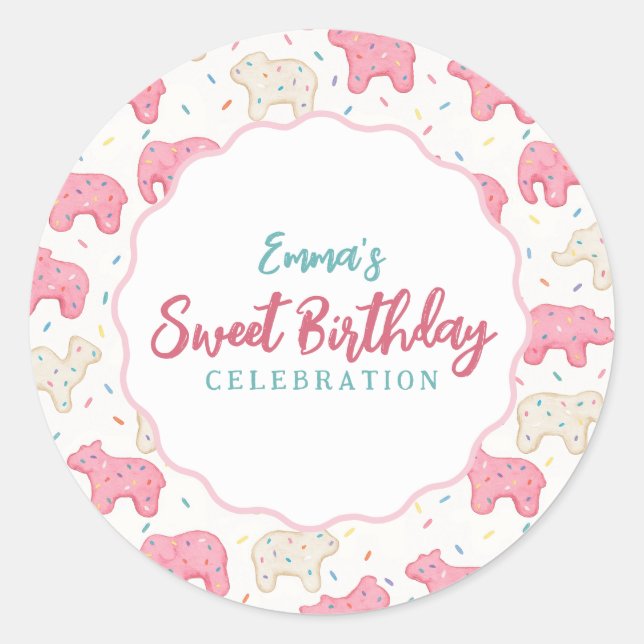 Adesivo Bolo de Aniversário com Biscoitos de Animais Cober (Frente)