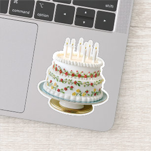 Adesivo Bolo De Aniversário Com Glacê Decorativo Fofo Com 
