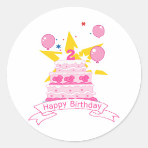 Adesivo Bolo de aniversário da criança de 2 anos