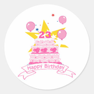 Adesivo Bolo de aniversário das pessoas de 23 anos