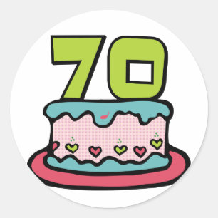 Adesivo Bolo de aniversário das pessoas de 70 anos