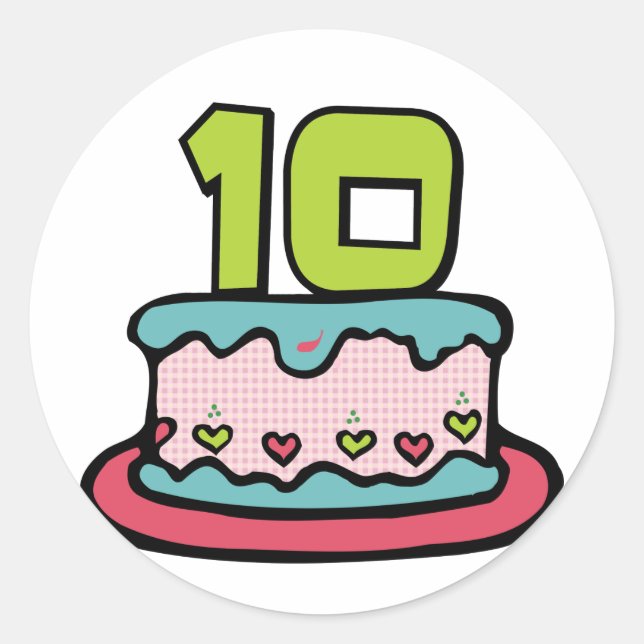 Adesivo Bolo De Aniversário De 10 Anos (Frente)