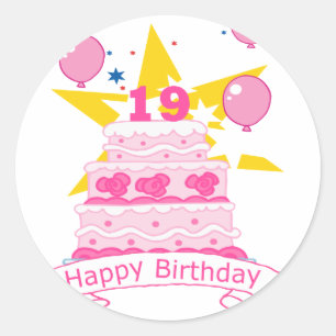 Adesivo Bolo de aniversário de 19 anos