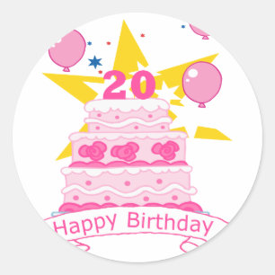 Adesivo Bolo de aniversário de 20 anos