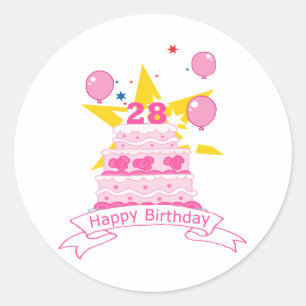 Adesivo Bolo de aniversário de 28 anos