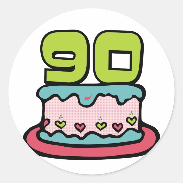 Adesivo Bolo De Aniversário De 90 Anos (Frente)