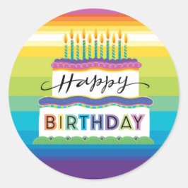 Adesivo Bolo De Aniversário De Cor Brilhante Com Velas