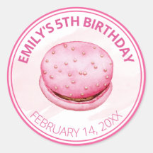 Bolo de Aniversário de Macaroon Rosa Aquarela Fofa