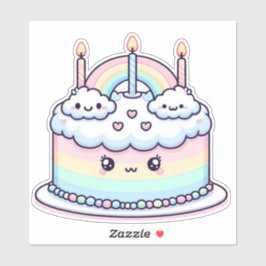 Adesivo bolo de aniversário de nuvens fofo