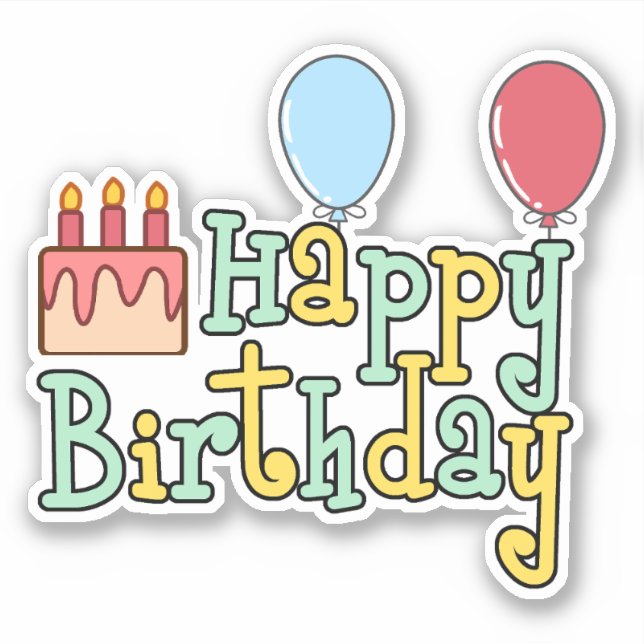 Adesivo Bolo de aniversário e balões (Frente)