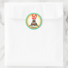 Adesivo Bolo de Aniversário em Fogo com 50 Velas