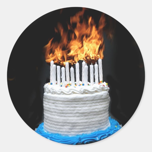 Adesivo Bolo de aniversário flamejante (Frente)