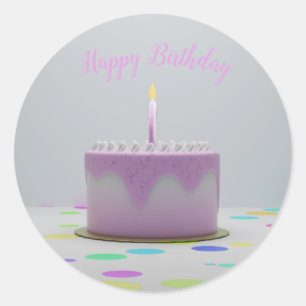 Adesivo Bolo de aniversário rosa