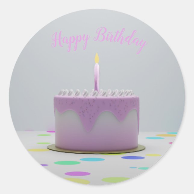 Adesivo Bolo de aniversário rosa (Frente)
