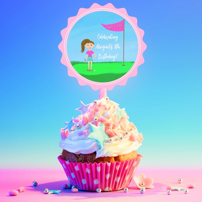 Adesivo Bolo de Aniversário Tema Golfe Feminino Cake Pop (Criador carregado)