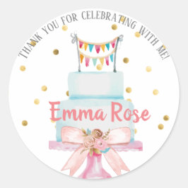 Adesivo Bolo de Aquarela de Primeiro Aniversário