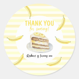 Adesivo Bolo de Banana Aquarela Aniversário Obrigado