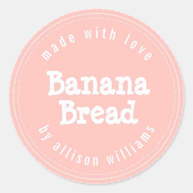 Adesivo Bolo De Banana Caseiro Moderno Rosa Pastel (Frente)