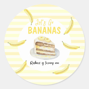 Adesivo Bolo de Banana em Aquarela Festa de Aniversário