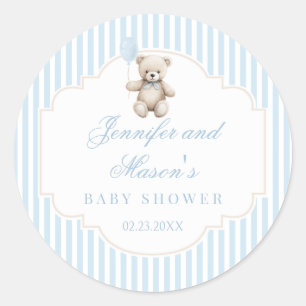 Adesivo Bolo de bebê masculino boho com balão de urso de p