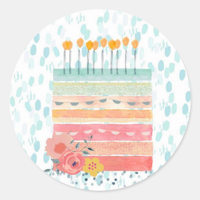 Adesivo Bolo de Bolo de Aniversário (Frente)