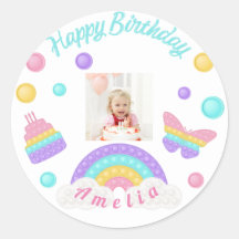 Bolo de borboleta rosa fofo personalizado FELIZ AN