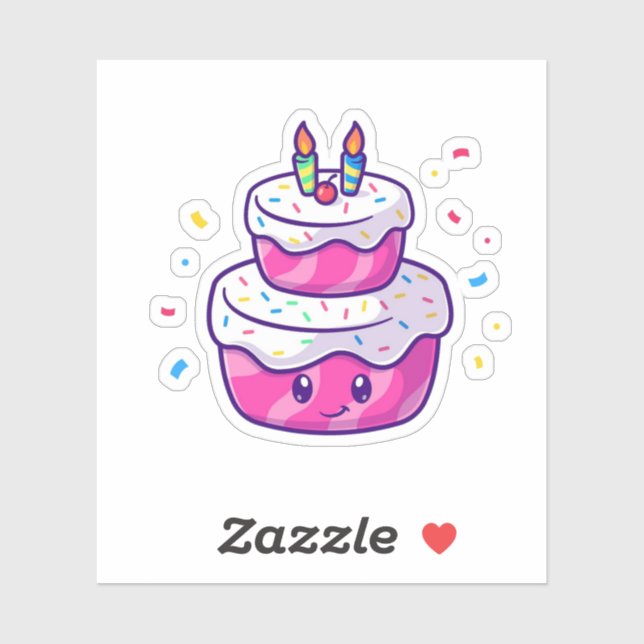 Adesivo Bolo de Cartoon Bonito (Folha)