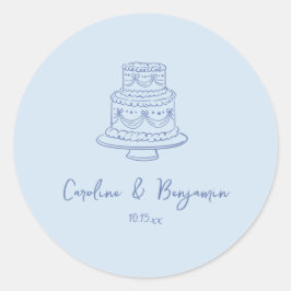 Adesivo Bolo de Casamento Azul Legal Manuscrito Personaliz