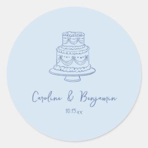Adesivo Bolo de Casamento Azul Legal Manuscrito Personaliz