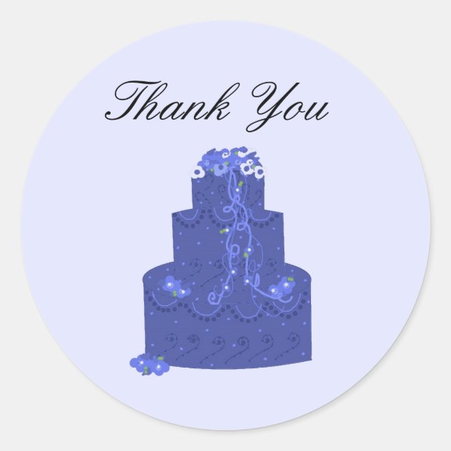 Adesivo Bolo de Casamento Azul Royal Obrigado (Frente)