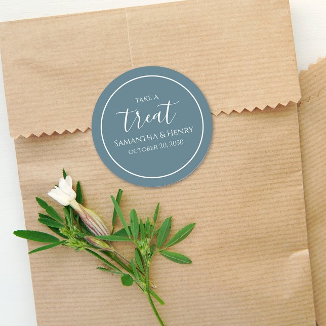 Adesivo Bolo de Casamento Azul Simples com Caligrafia (Criador carregado)