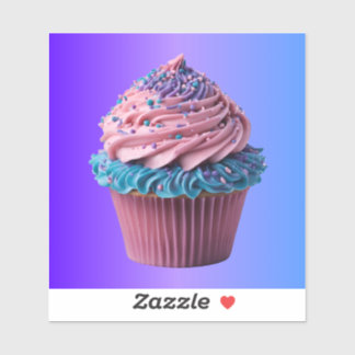 Adesivo Bolo de Casamento Cor-de-Rosa e Azul em Gradiente