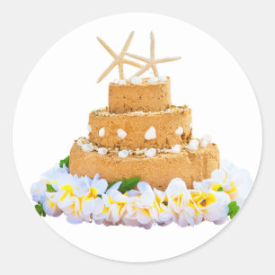Adesivo Bolo de Casamento de Areia de Praia com Flores