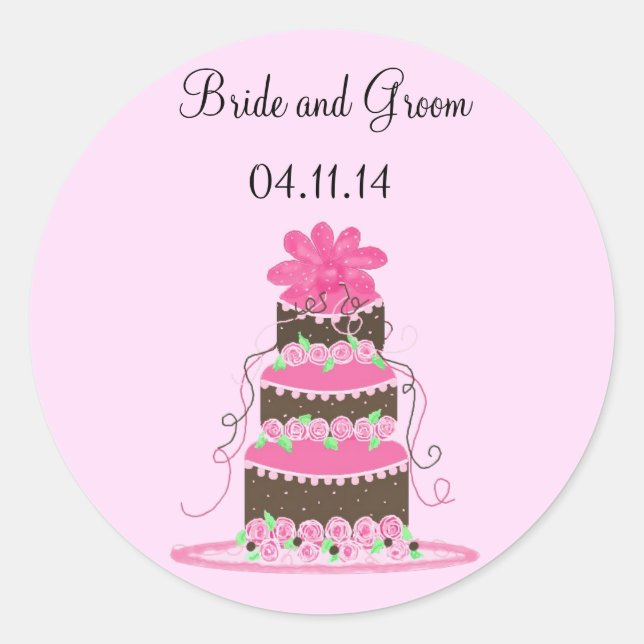 Adesivo Bolo de Casamento de Designer Salve a Data (Frente)