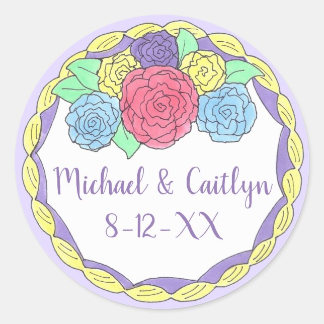 Adesivo Bolo de Casamento de Rosas Florais (Frente)