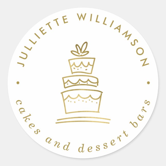 Adesivo Bolo de Casamento Dourado e Branco (Frente)
