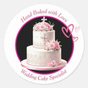 Adesivo Bolo de Casamento Feito à Mão com Amor