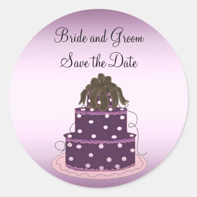 Adesivo Bolo de Casamento Roxo Salve a Data (Frente)