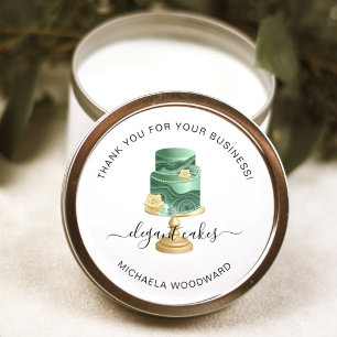 Adesivo Bolo de Casamento Verde Menta Padaria Obrigado