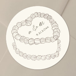 Adesivo Bolo de Casamento Vintage Desenhado à Mão