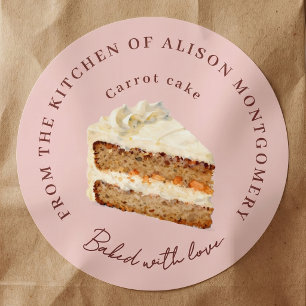 Adesivo Bolo de Cenoura Rosa em Aquarela Fatia Confeitaria