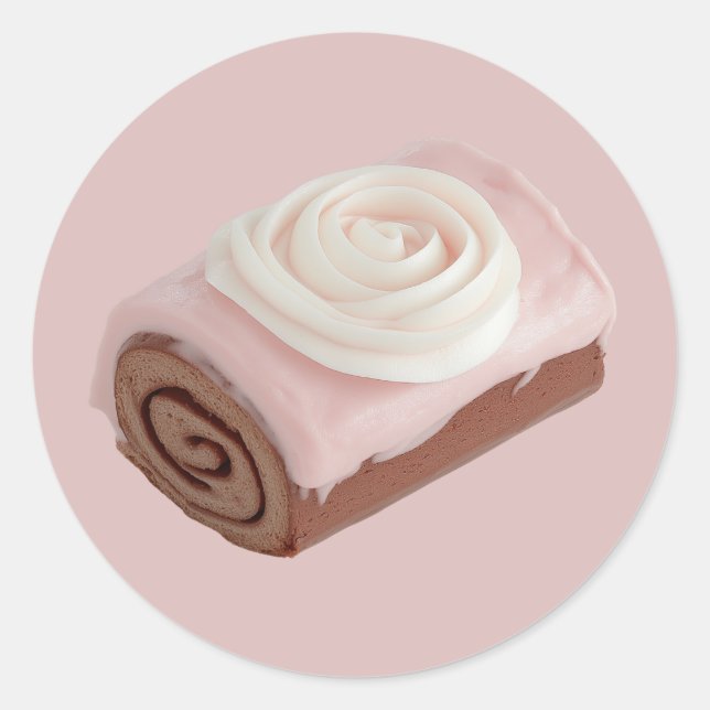 Adesivo Bolo de chocolate com Glacé rosa (Frente)