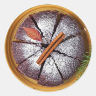 Adesivo Bolo de chocolate com vinhetas de açúcar em pó