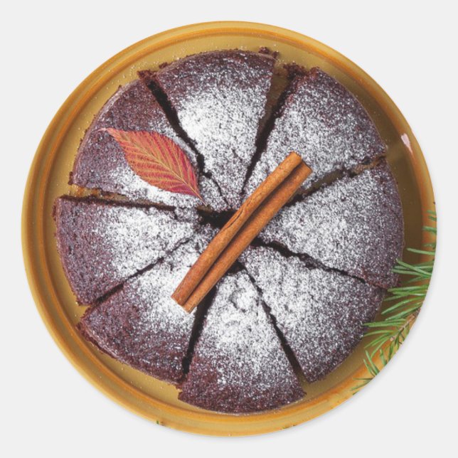 Adesivo Bolo de chocolate com vinhetas de açúcar em pó (Frente)